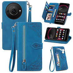 Funda de Cuero Cartera con Soporte Carcasa S06D para Sharp Aquos R8 Pro Azul