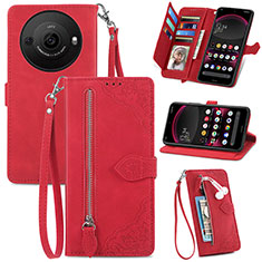 Funda de Cuero Cartera con Soporte Carcasa S06D para Sharp Aquos R8 Pro Rojo