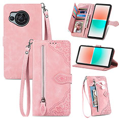 Funda de Cuero Cartera con Soporte Carcasa S06D para Sharp Aquos R8 Rosa