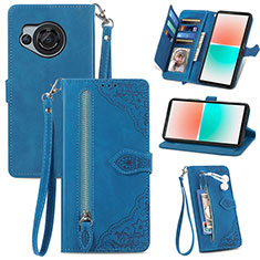 Funda de Cuero Cartera con Soporte Carcasa S06D para Sharp Aquos R8s Azul