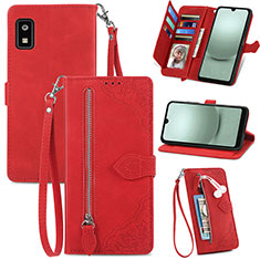 Funda de Cuero Cartera con Soporte Carcasa S06D para Sharp Aquos wish3 Rojo