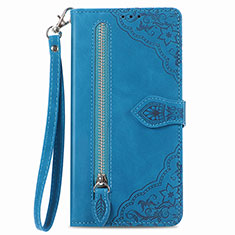 Funda de Cuero Cartera con Soporte Carcasa S06D para Vivo Y02S Azul