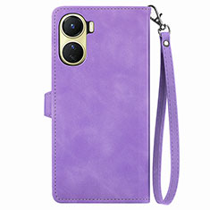 Funda de Cuero Cartera con Soporte Carcasa S06D para Vivo Y02S Morado