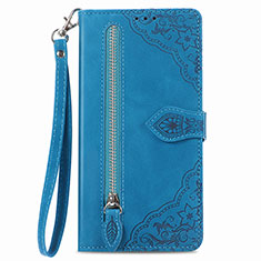 Funda de Cuero Cartera con Soporte Carcasa S06D para Vivo Y35 4G Azul