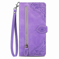 Funda de Cuero Cartera con Soporte Carcasa S06D para Vivo Y35 4G Morado