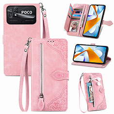 Funda de Cuero Cartera con Soporte Carcasa S06D para Xiaomi Poco C40 Rosa