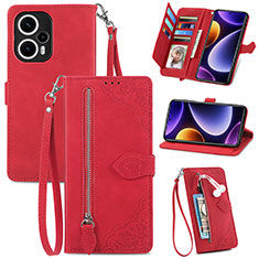 Funda de Cuero Cartera con Soporte Carcasa S06D para Xiaomi Poco F5 5G Rojo