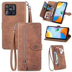 Funda de Cuero Cartera con Soporte Carcasa S06D para Xiaomi Redmi 10C 4G Marron