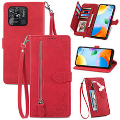 Funda de Cuero Cartera con Soporte Carcasa S06D para Xiaomi Redmi 10C 4G Rojo