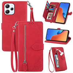 Funda de Cuero Cartera con Soporte Carcasa S06D para Xiaomi Redmi 12 4G Rojo