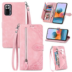 Funda de Cuero Cartera con Soporte Carcasa S06D para Xiaomi Redmi Note 10 Pro Max Rosa