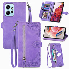 Funda de Cuero Cartera con Soporte Carcasa S06D para Xiaomi Redmi Note 12 4G Morado