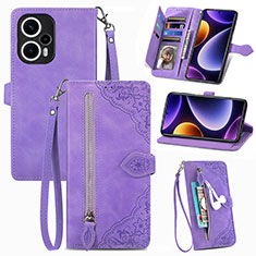 Funda de Cuero Cartera con Soporte Carcasa S06D para Xiaomi Redmi Note 12 Turbo 5G Morado