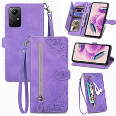 Funda de Cuero Cartera con Soporte Carcasa S06D para Xiaomi Redmi Note 12S Morado