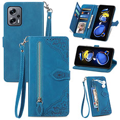 Funda de Cuero Cartera con Soporte Carcasa S06D para Xiaomi Redmi Note 12T Pro 5G Azul