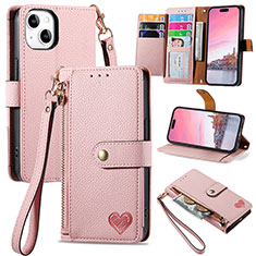 Funda de Cuero Cartera con Soporte Carcasa S07D para Apple iPhone 14 Rosa