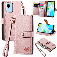 Funda de Cuero Cartera con Soporte Carcasa S07D para Realme C30 Rosa