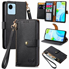 Funda de Cuero Cartera con Soporte Carcasa S07D para Realme C30s Negro