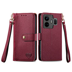 Funda de Cuero Cartera con Soporte Carcasa S07D para Realme GT3 5G Rojo