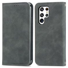 Funda de Cuero Cartera con Soporte Carcasa S07D para Samsung Galaxy S22 Ultra 5G Gris