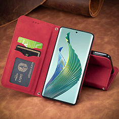 Funda de Cuero Cartera con Soporte Carcasa S08D para Huawei Honor X9a 5G Rojo