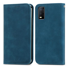 Funda de Cuero Cartera con Soporte Carcasa S08D para Vivo Y3s (2021) Azul