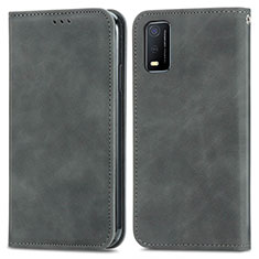 Funda de Cuero Cartera con Soporte Carcasa S08D para Vivo Y3s (2021) Gris