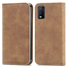 Funda de Cuero Cartera con Soporte Carcasa S08D para Vivo Y3s (2021) Marron