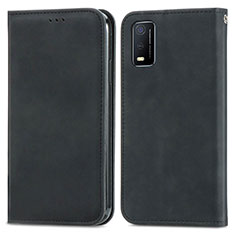 Funda de Cuero Cartera con Soporte Carcasa S08D para Vivo Y3s (2021) Negro