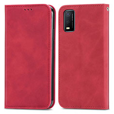 Funda de Cuero Cartera con Soporte Carcasa S08D para Vivo Y3s (2021) Rojo