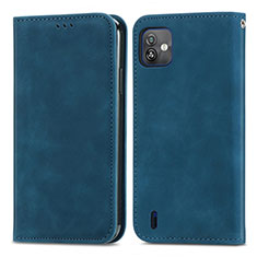 Funda de Cuero Cartera con Soporte Carcasa S08D para Wiko Y82 Azul