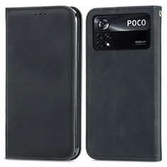 Funda de Cuero Cartera con Soporte Carcasa S08D para Xiaomi Redmi Note 11E Pro 5G Negro