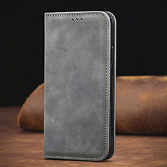 Funda de Cuero Cartera con Soporte Carcasa S08D para Xiaomi Redmi Note 9 4G Gris