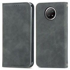 Funda de Cuero Cartera con Soporte Carcasa S08D para Xiaomi Redmi Note 9 5G Gris