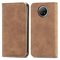 Funda de Cuero Cartera con Soporte Carcasa S08D para Xiaomi Redmi Note 9 5G Marron