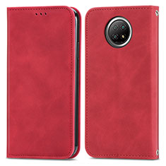 Funda de Cuero Cartera con Soporte Carcasa S08D para Xiaomi Redmi Note 9 5G Rojo