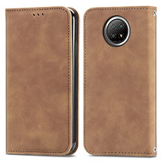 Funda de Cuero Cartera con Soporte Carcasa S08D para Xiaomi Redmi Note 9T 5G Marron