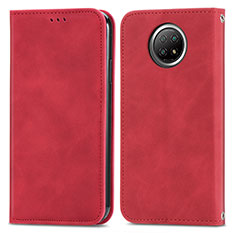 Funda de Cuero Cartera con Soporte Carcasa S08D para Xiaomi Redmi Note 9T 5G Rojo