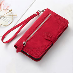 Funda de Cuero Cartera con Soporte Carcasa S09D para Huawei Enjoy 50 Pro Rojo