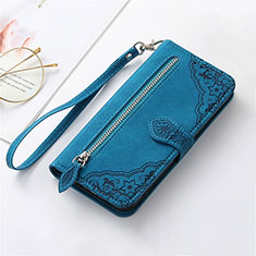 Funda de Cuero Cartera con Soporte Carcasa S09D para Huawei Enjoy 50z Azul