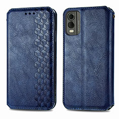 Funda de Cuero Cartera con Soporte Carcasa S09D para Nokia C210 Azul