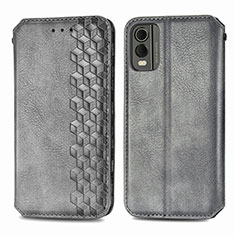 Funda de Cuero Cartera con Soporte Carcasa S09D para Nokia C210 Gris