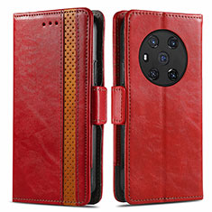 Funda de Cuero Cartera con Soporte Carcasa S10D para Huawei Honor Magic3 5G Rojo