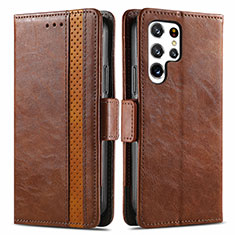 Funda de Cuero Cartera con Soporte Carcasa S10D para Samsung Galaxy S21 Ultra 5G Marron