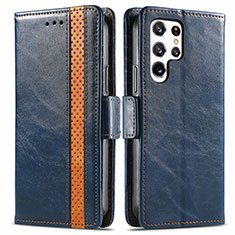 Funda de Cuero Cartera con Soporte Carcasa S10D para Samsung Galaxy S24 Ultra 5G Azul