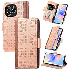 Funda de Cuero Cartera con Soporte Carcasa S11D para Huawei Honor 60 SE 5G Marron Claro