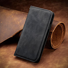 Funda de Cuero Cartera con Soporte Carcasa S12D para Huawei Honor X6 Negro