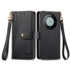 Funda de Cuero Cartera con Soporte Carcasa S15D para Huawei Mate 60 Negro