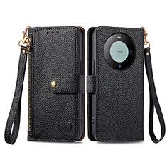 Funda de Cuero Cartera con Soporte Carcasa S15D para Huawei Mate 60 Pro+ Plus Negro