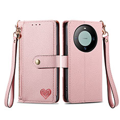 Funda de Cuero Cartera con Soporte Carcasa S15D para Huawei Mate 60 Pro Rosa